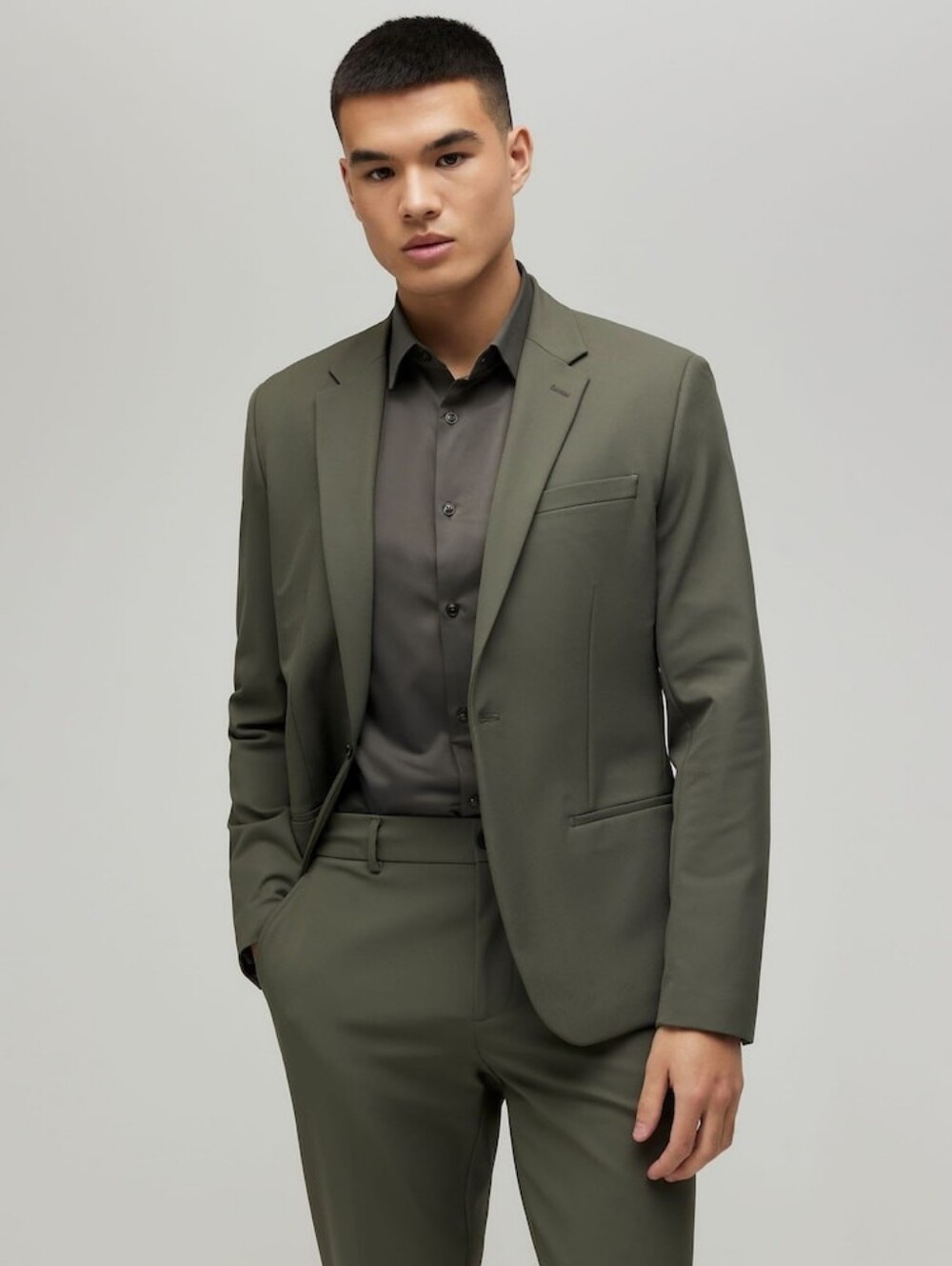 River Island One Button Mens Blazer Olive Green size 36R